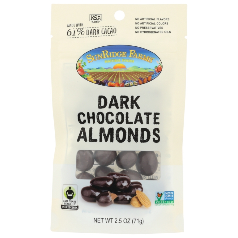 Dark Chocolate Almonds Fair Trade Certified Cocoa, 2.5 oz