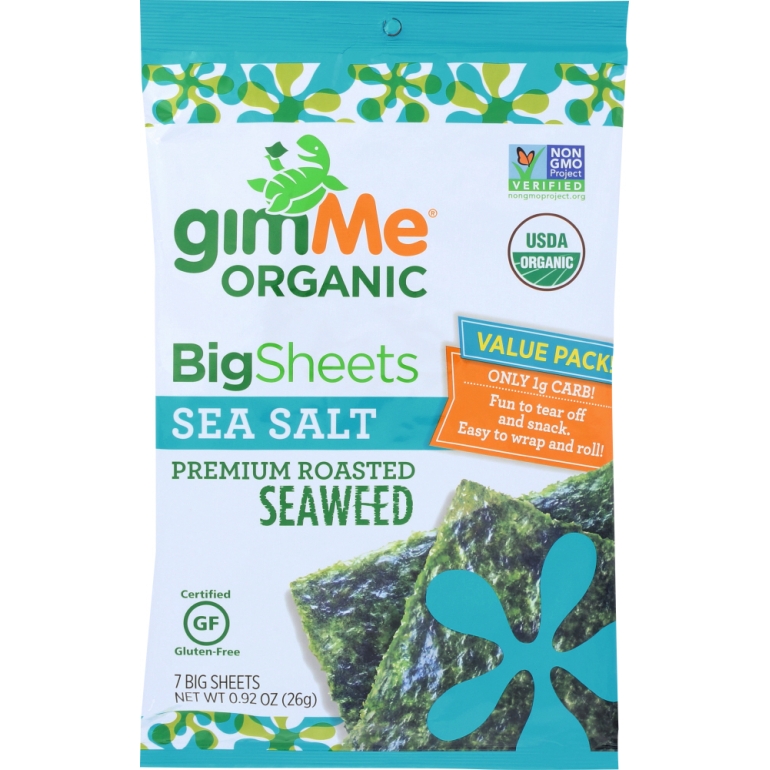 Organic Roasted Seaweed Full Sheets Sea Salt, 0.92 oz