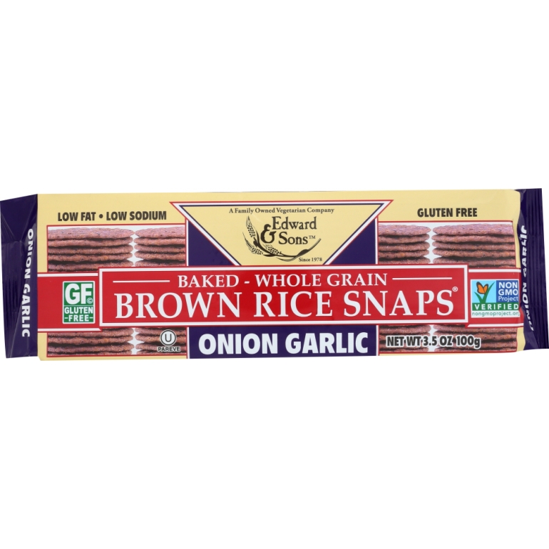 Brown Rice Snaps Onion Garlic, 3.5 oz