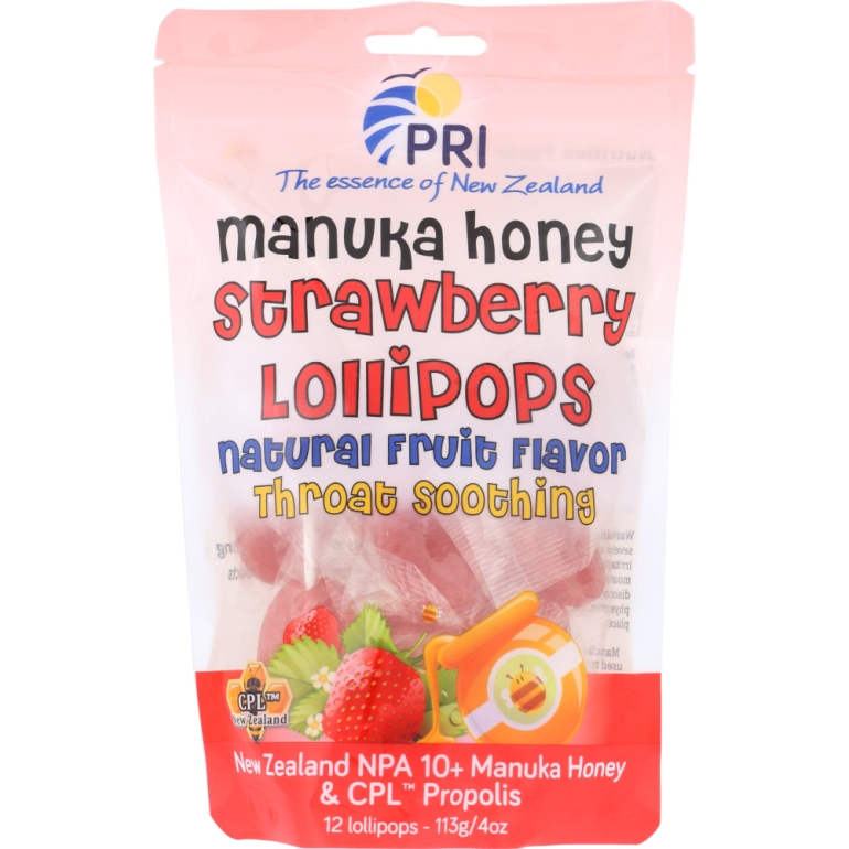 Lollipop Manuka Honey Strawberry, 12 ct