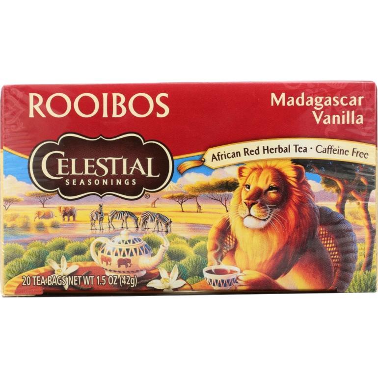 Red Tea African Rooibos Caffeine Free Madagascar Vanilla 20 Tea Bags, 1.5 oz