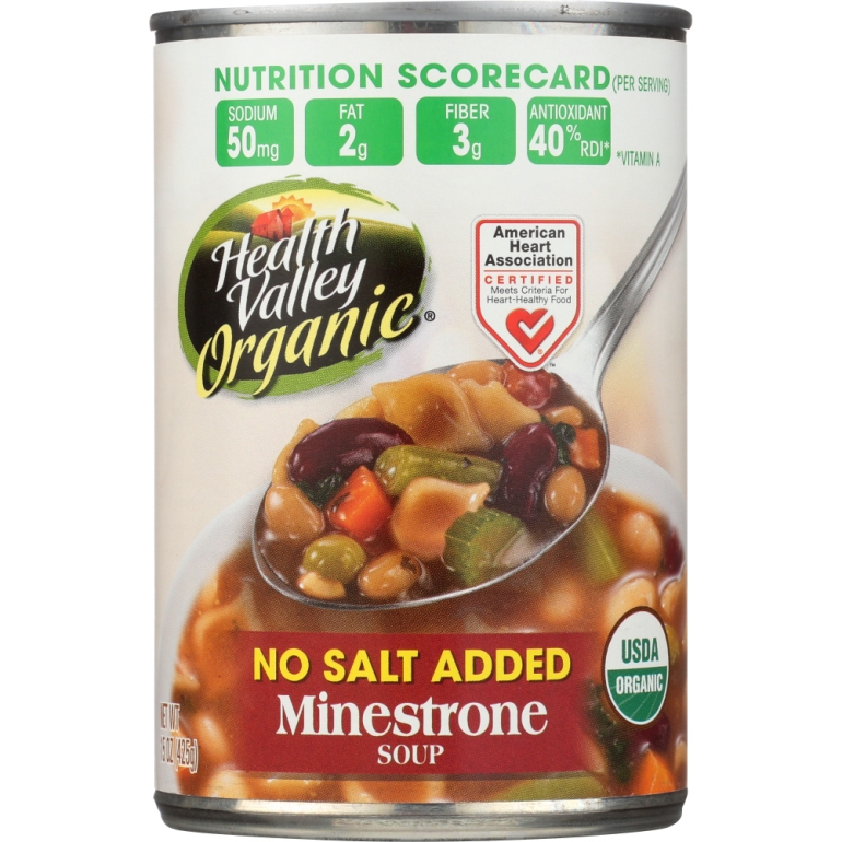 Organic Minestrone Soup No Salt Added, 15 oz