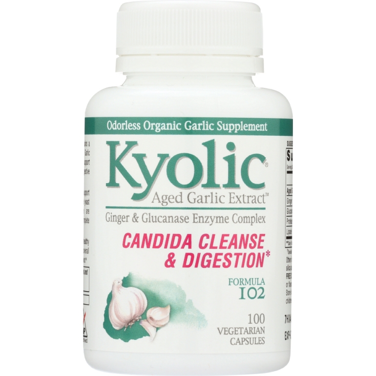 Aged Garlic Extract Candida Cleanse and Digestion Formula 102, 100 Vegetarian Capsules
