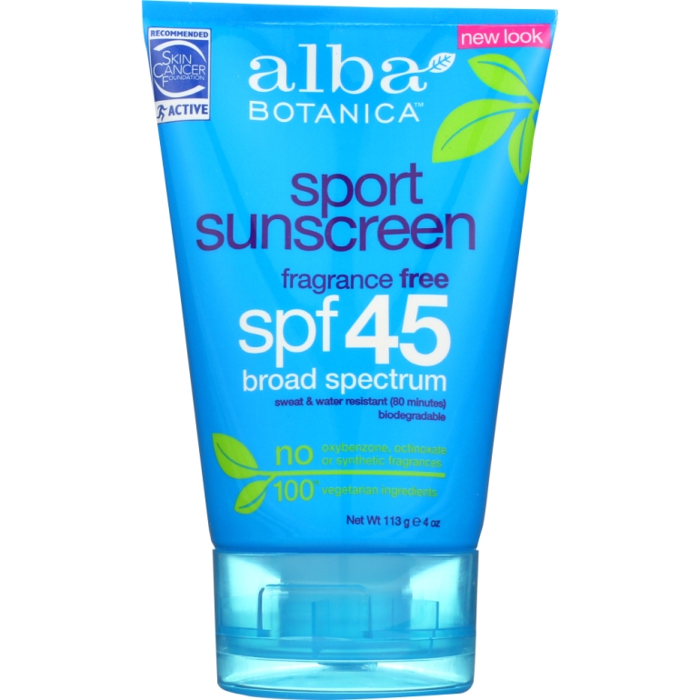 Natural Very Emollient Sunscreen Sport SPF 45, 4 oz