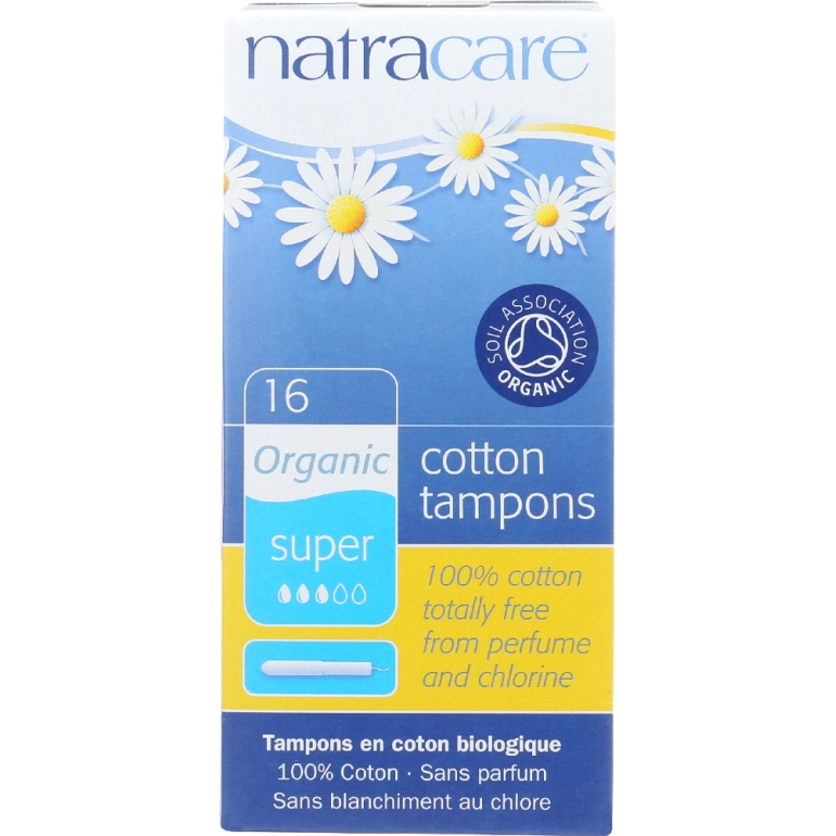 Organic Cotton Tampons Super with Applicator, 16 Tampons