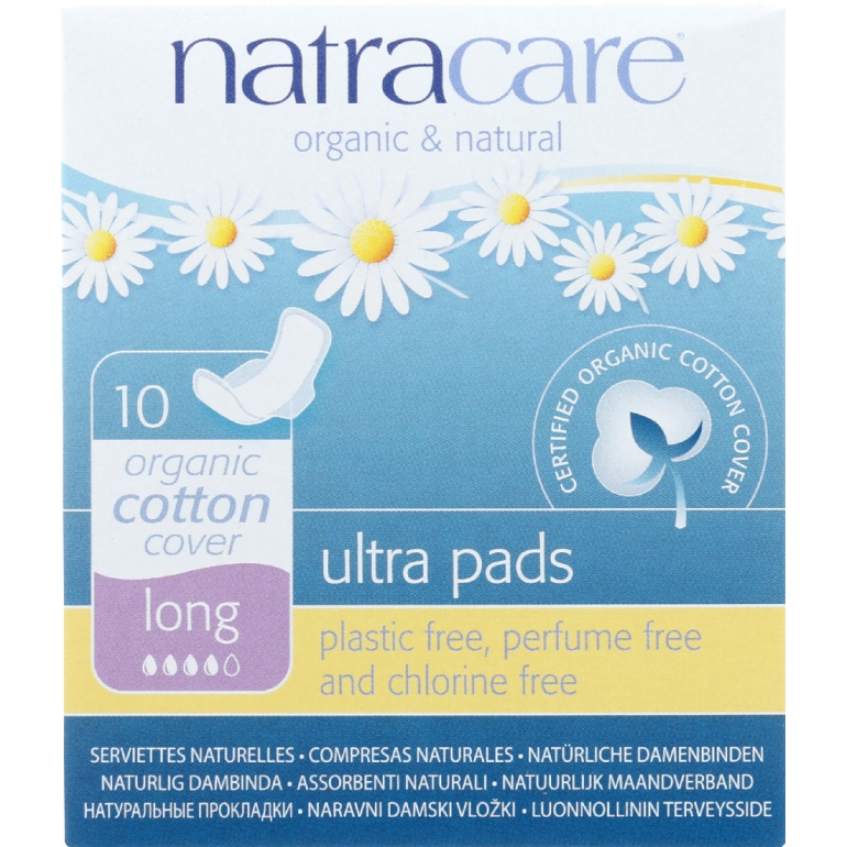 Natural Pads Ultra Long with Wings, 10 pads