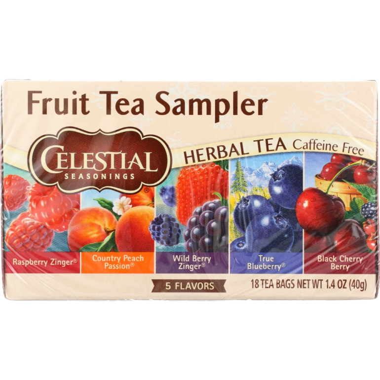 Fruit Tea Sampler Herbal Tea Caffeine Free 18 Tea Bags, 1.4 oz