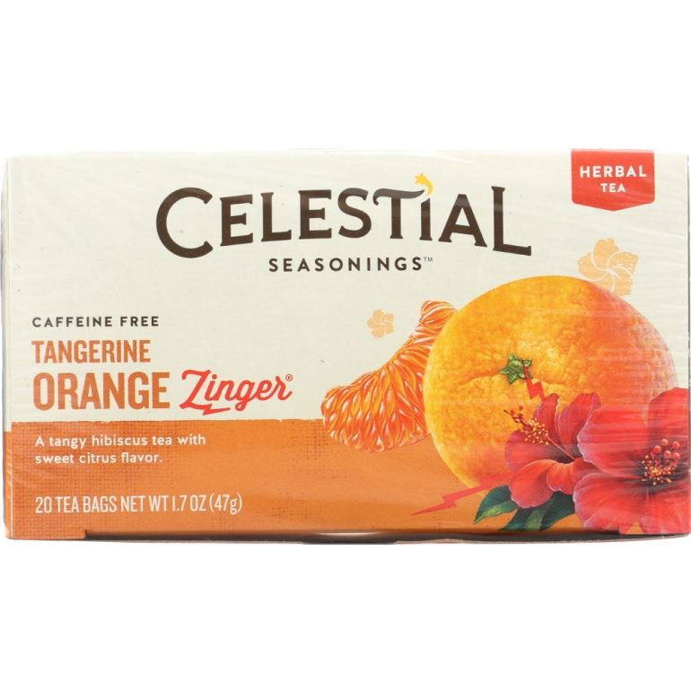 Tangerine Orange Zinger Herbal Tea Caffeine Free 20 Tea Bags, 1.7 oz