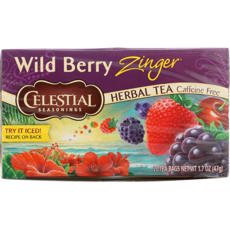 Wild Berry Zinger Herbal Tea Caffeine Free 20 Tea Bags, 1.7 oz