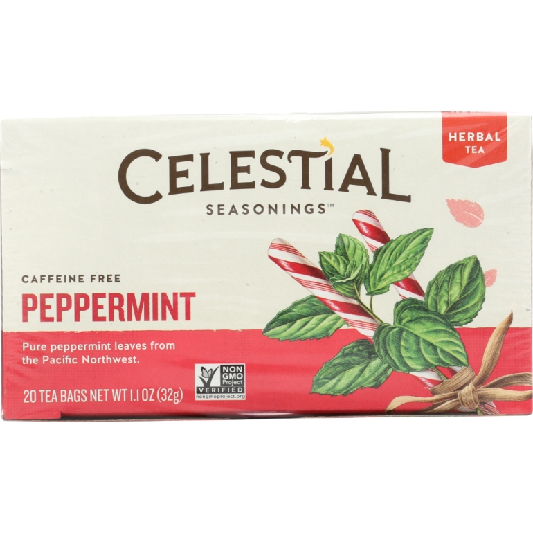 Peppermint Herbal Tea Caffeine Free 20 Tea Bags, 1.1 oz