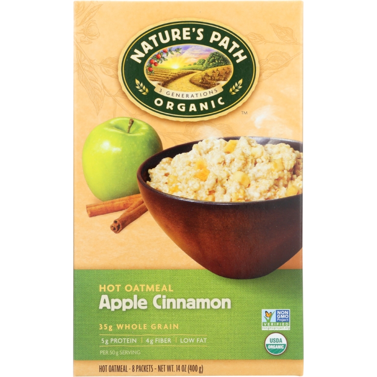 Organic Instant Hot Oatmeal Apple Cinnamon 8 Packets, 14 oz