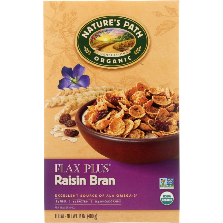 Organic Flax Plus Cereal Raisin Bran, 14 oz