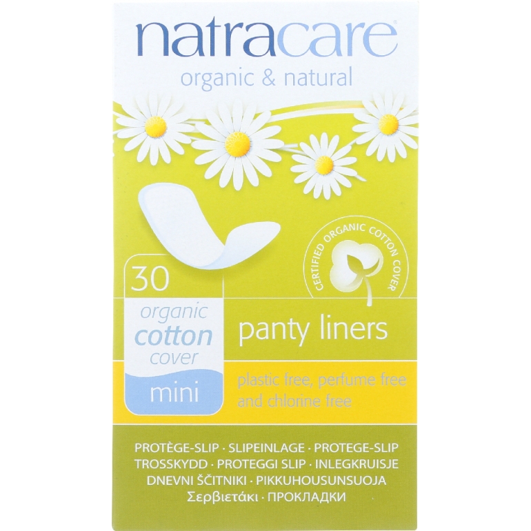 Organic and Natural Panty Liners Cotton Cover Mini, 30 Liners