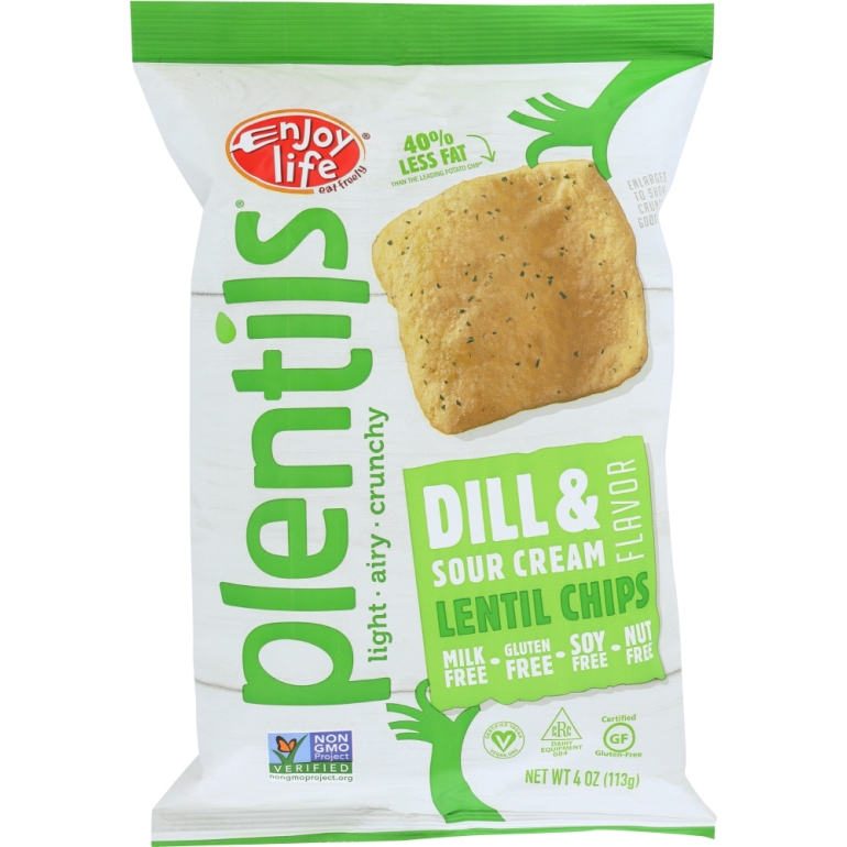 Plentils Crunchy Lentil Chips Dill & Sour Cream, 4 oz