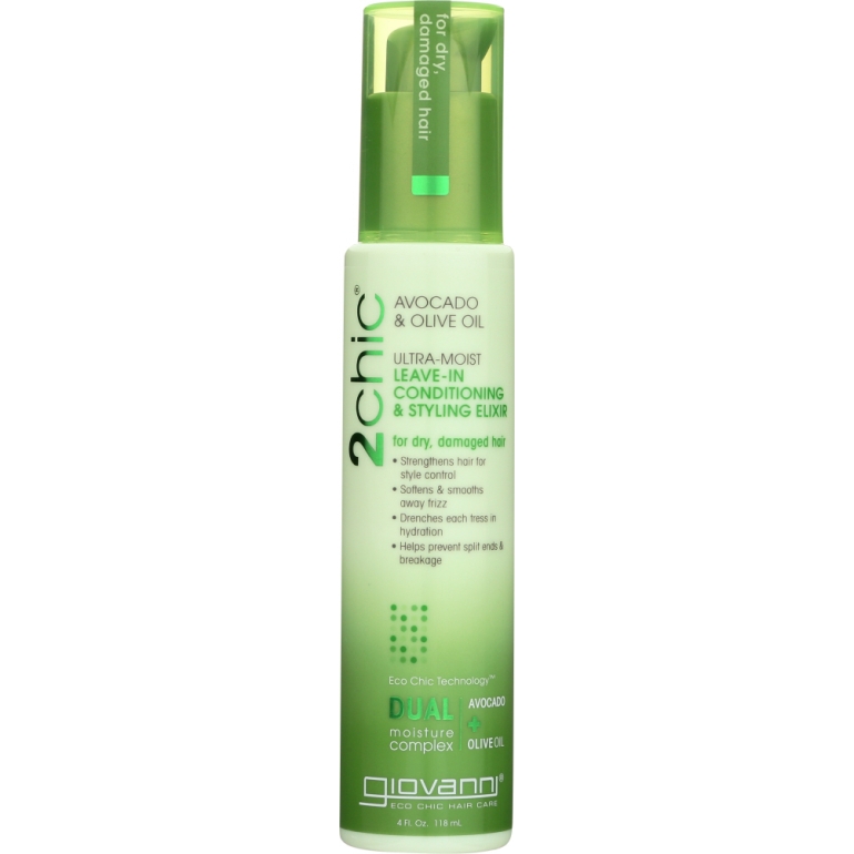 2chic Ultra-Moist Leave-In Conditioning & Styling Elixir Avocado & Olive Oil, 4 oz