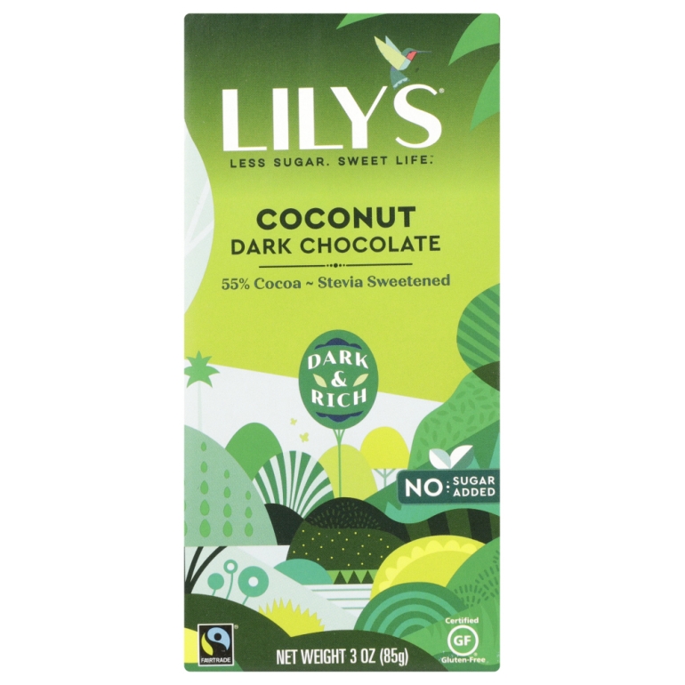 Dark Chocolate with Stevia Coconut, 3 oz