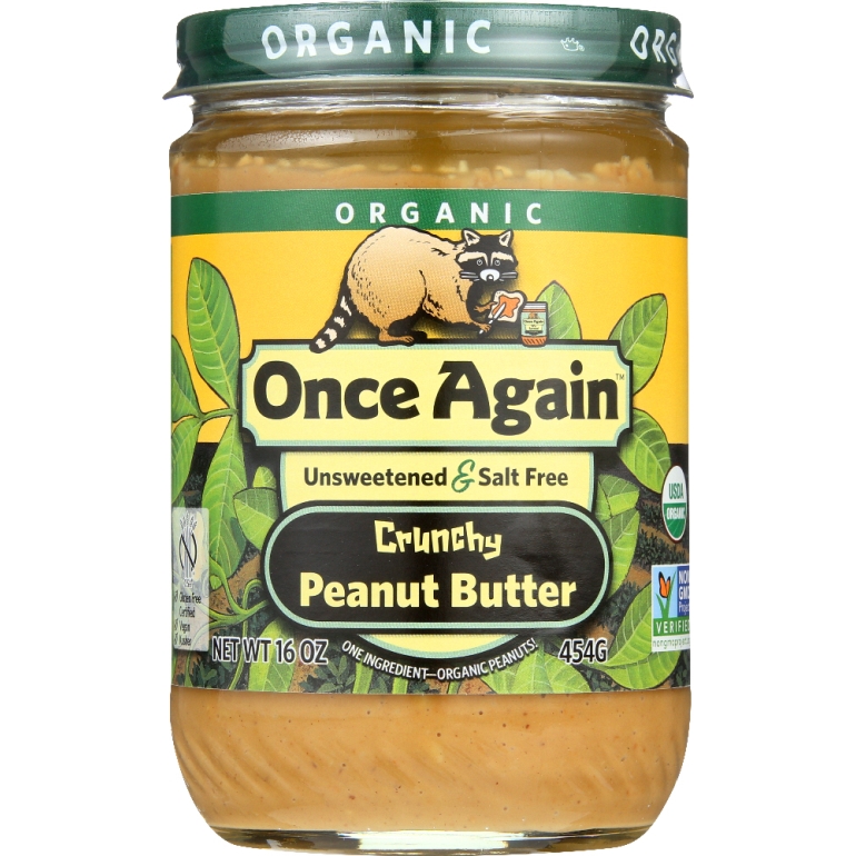 Organic Peanut Butter Salt Free Crunchy, 16 oz