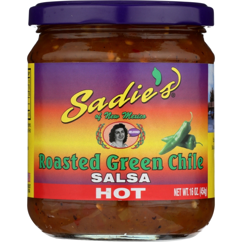 Salsa Hot Roasted Green Chile, 16 oz