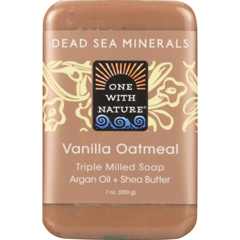 Dead Sea Mineral Bar Soap Mild Exfoliating Vanilla Oatmeal, 7 oz