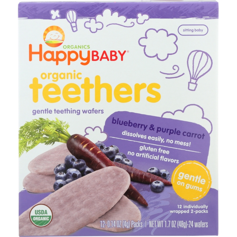 Gentle Teething Wafers Blueberry & Purple Carrot Org, 1.7 oz