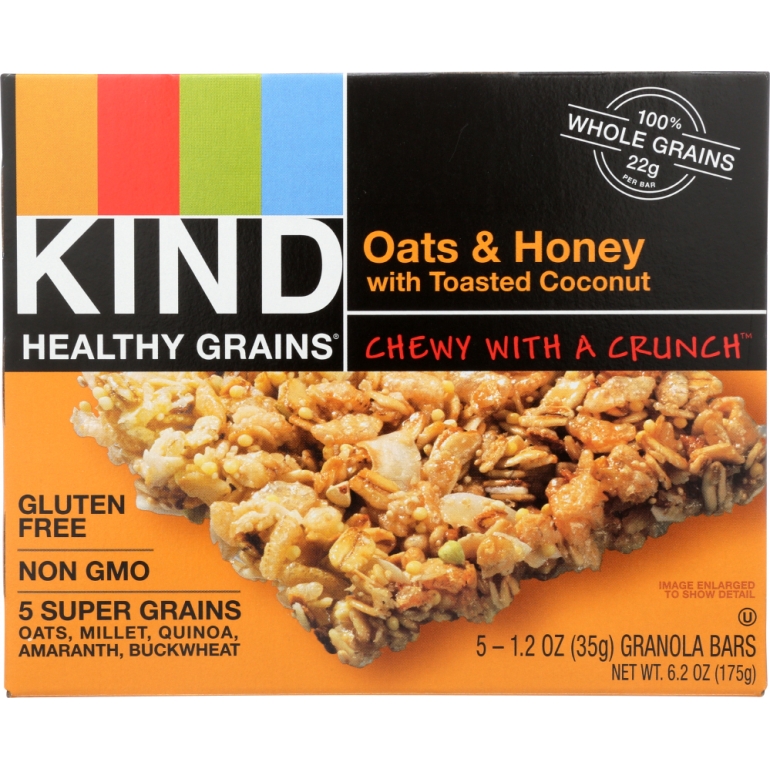 Healthy Grains Granola Bars Oats and Honey with Toasted Coconut 5 Count, 6.2 oz