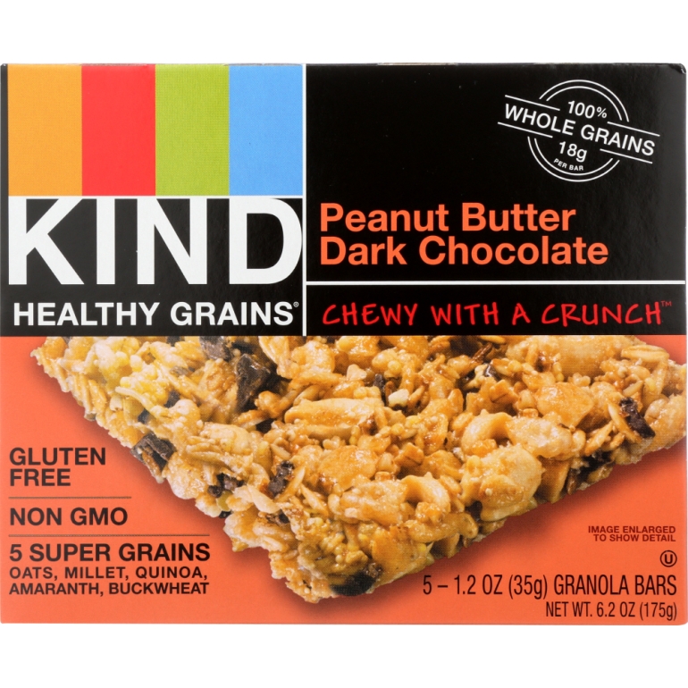 Healthy Grains Granola Bars Peanut Butter Dark Chocolate 5 Count, 6.2 oz