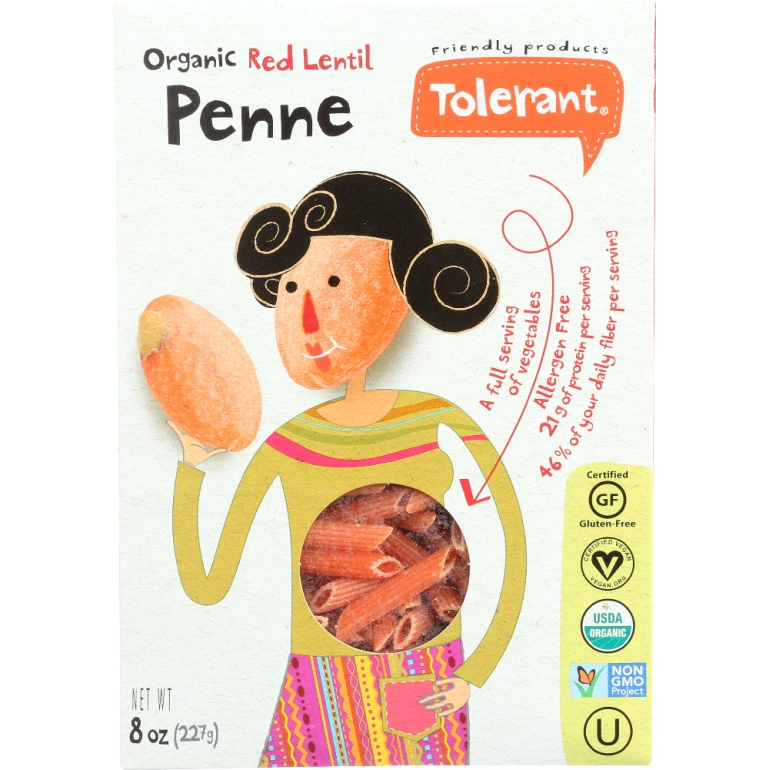 Organic Red Lentil Pasta Penne, 8 oz