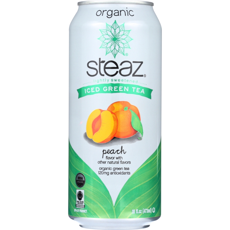 Organic Iced Green Tea Peach Lightly Sweetened, 16 oz