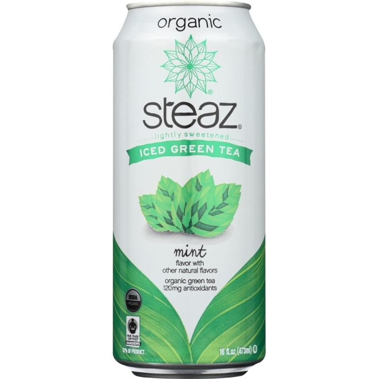 Organic Iced Green Tea Mint Lightly Sweetened, 16 oz