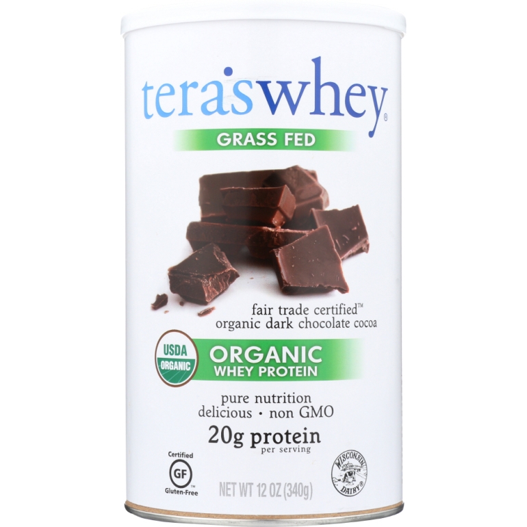 Grass Fed Organic Whey Protein Fair Trade Dark Chocolate, 12 oz