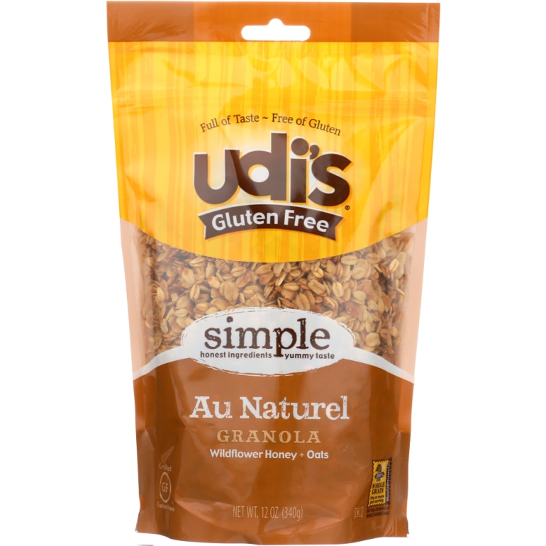 100% Whole Grain Gluten Free Granola Au Naturel, Dairy Soy & Nut Free, 12 oz