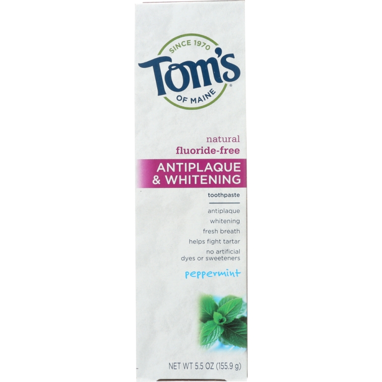 Fluoride Free Antiplaque & Whitening Toothpaste Peppermint, 5.5 Oz