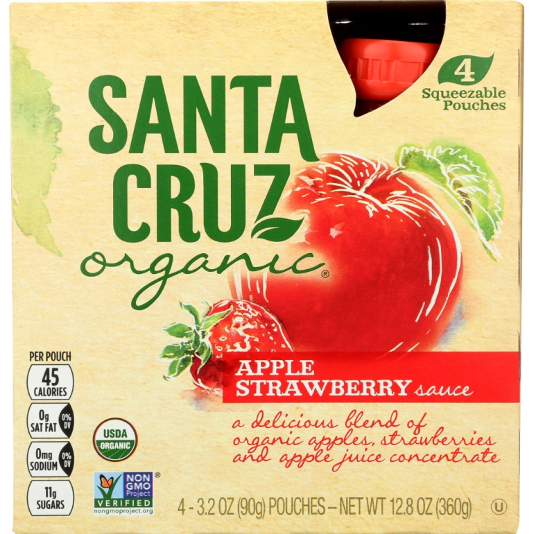 Apple Strawberry Sauce 4x3.2oz Pouches, 12.8 oz