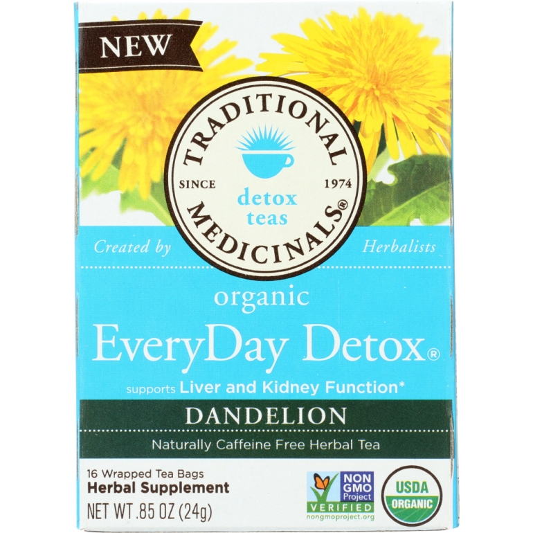 Organic Everyday Detox Dandelion Herbal Tea 16 Tea Bags, 0.85 oz