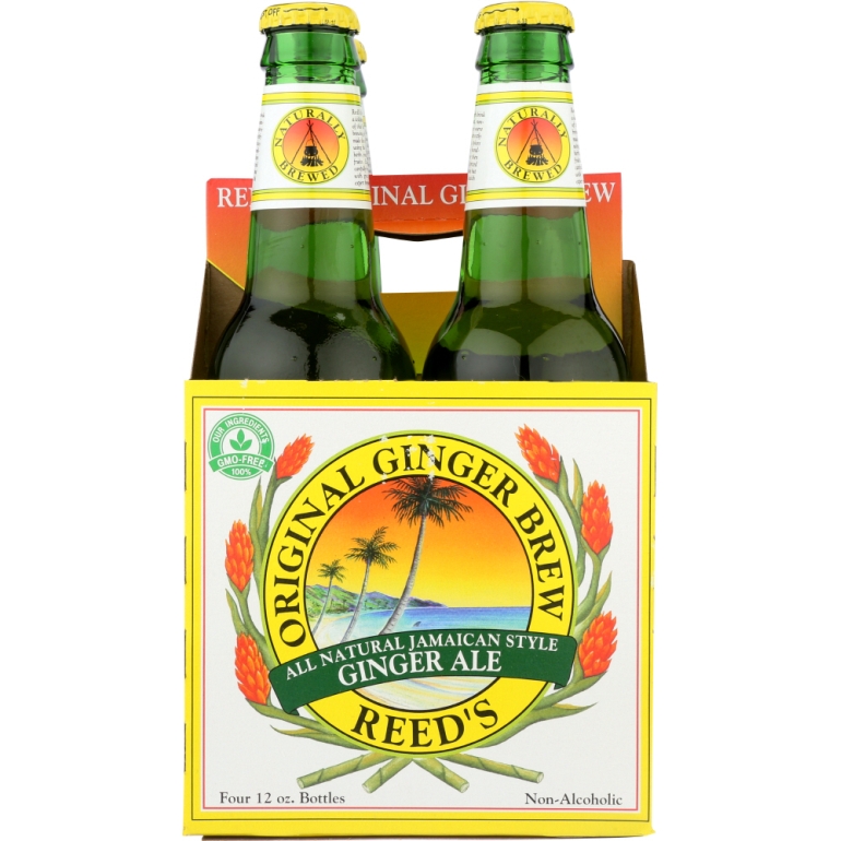 Original Ginger Brew Jamaican Style Ginger Ale Pack of 4 (12 oz each), 48 oz