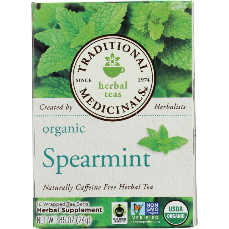 Organic Spearmint Caffeine Free Herbal Tea 16 Tea Bags, 0.85 oz