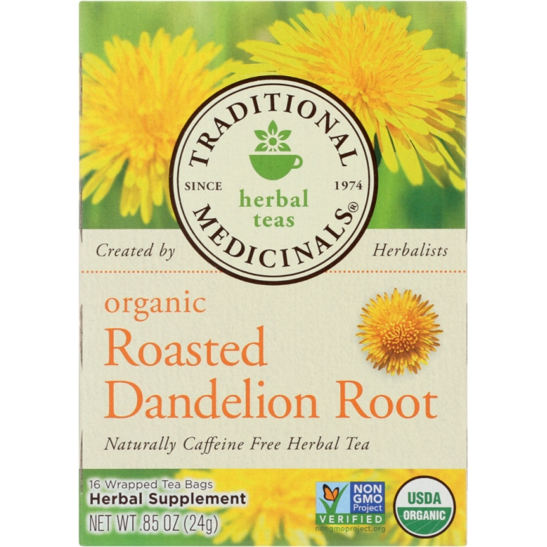 Organic Roasted Dandelion Root Herbal Tea 16 Tea Bags, 0.85 oz