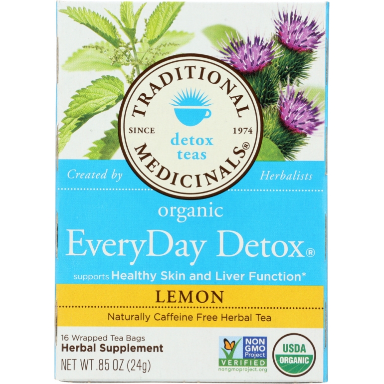 Organic Everyday Detox Lemon Caffeine Free Herbal Tea 16 Tea Bags, 0.85 oz