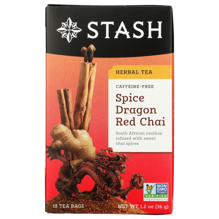 Premium Herbal Tea Spice Dragon Red Chai Caffeine Free 18 Tea Bags, 1.2 oz