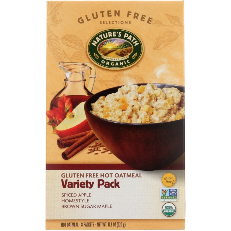 Organic Gluten Free Variety Pack Hot Oatmeal 8 Packets, 11.3 oz