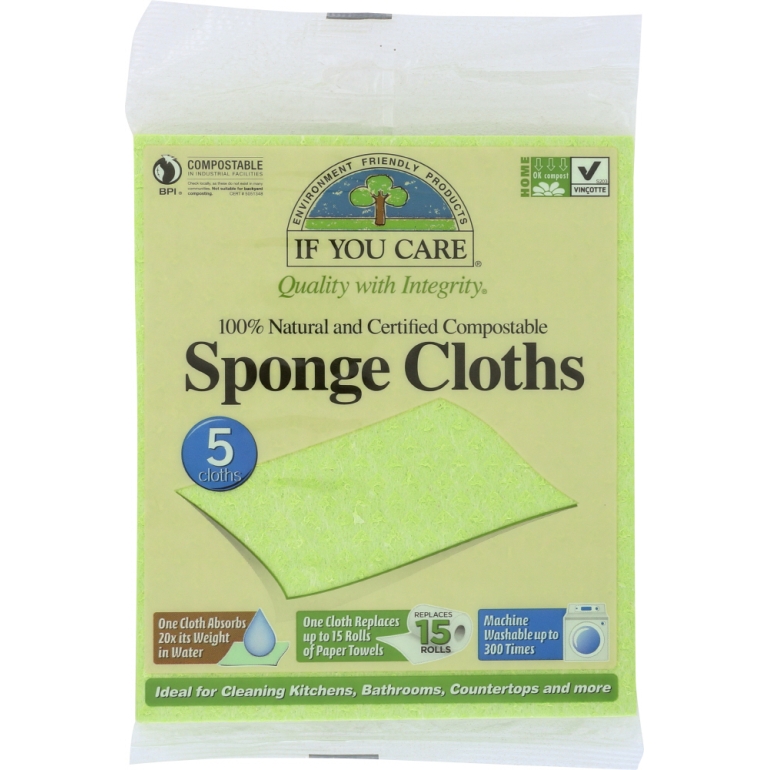 Natural Sponge Cloths, 5 pc