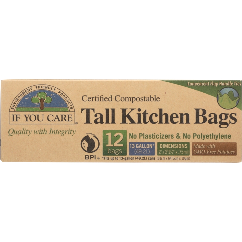 13 Gallon Compostable Tall Kitchen Bags, 12 bg