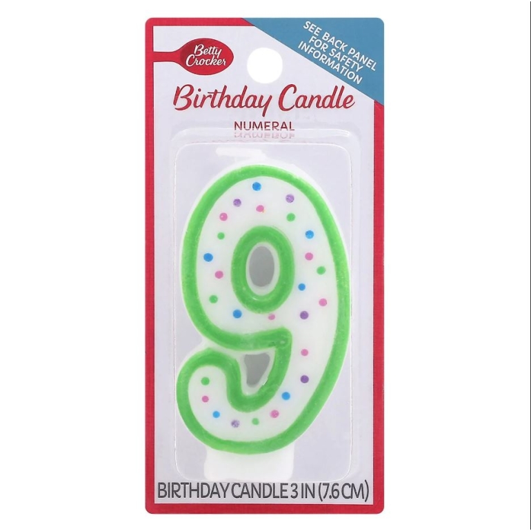 Birthday Candle Numeral 9, 1 ea