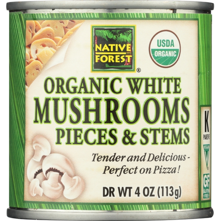 Organic White Mushroom Pieces and Stems, 4 oz