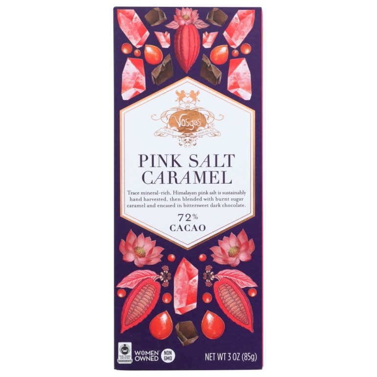 Pink Himalayan Crystal Salt Caramel Chocolate Bar, 3 0z