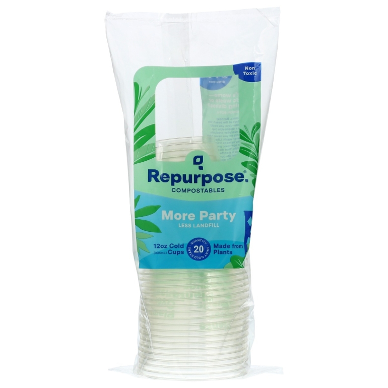 Plant Based Clear Cold Cups 12 oz, 20 pc