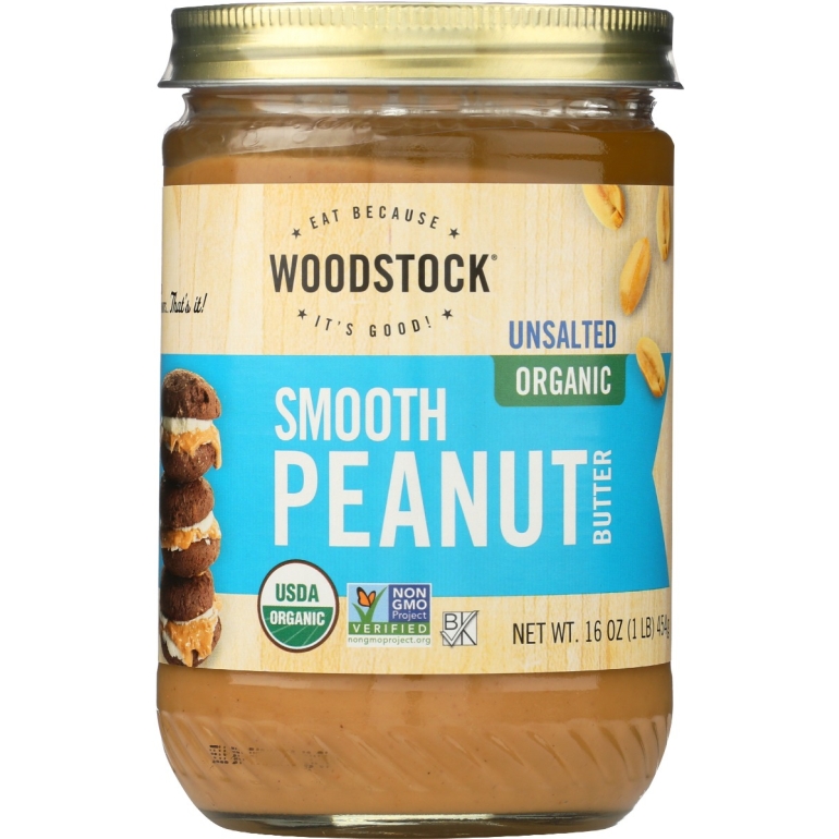 Peanut Butter Smooth & Unsalted Organic, 16 oz