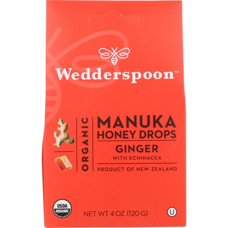 Organic Manuka Honey Drops Ginger, 4 oz