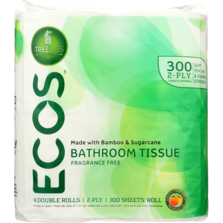 Treeless Bathroom Tissue 300 Sheets Per Roll 2 Ply, 4 rl