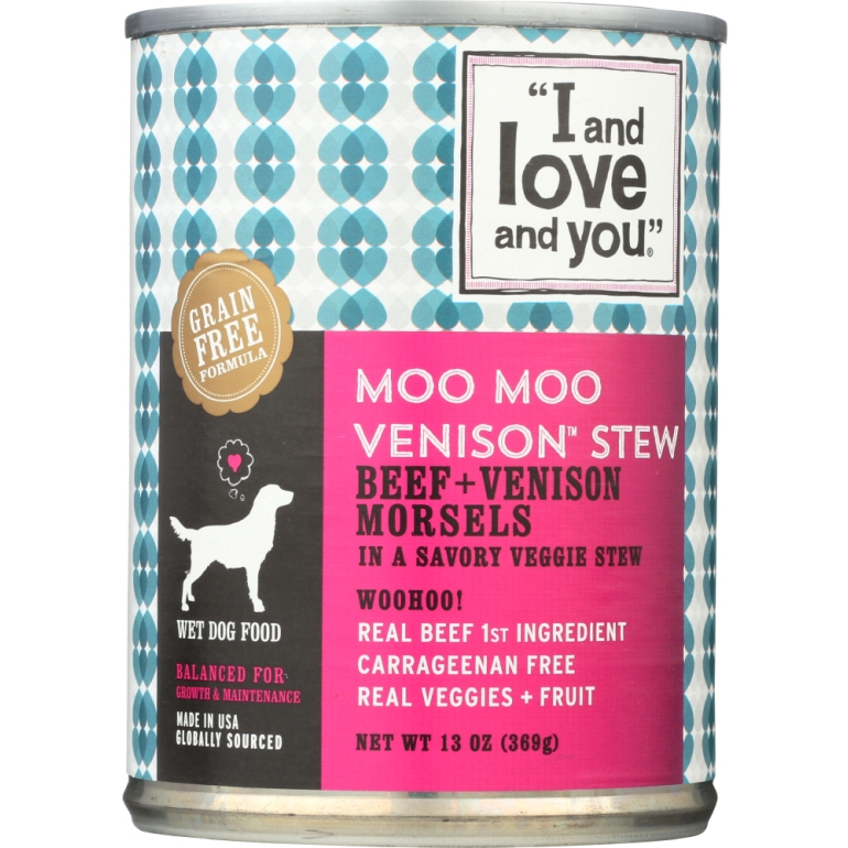 Moo Moo Venison Stew Dog Food Can, 13 oz